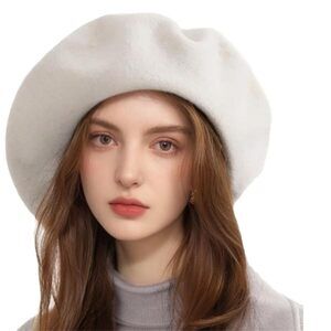 8877 Wool Beret Hat For Women, Classic French Style Beanie Hat Winter Warm